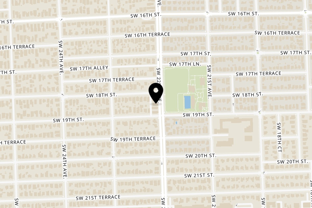 Map showing the location of Bombay Corner on 1806 Southwest 22nd Avenue in Miami